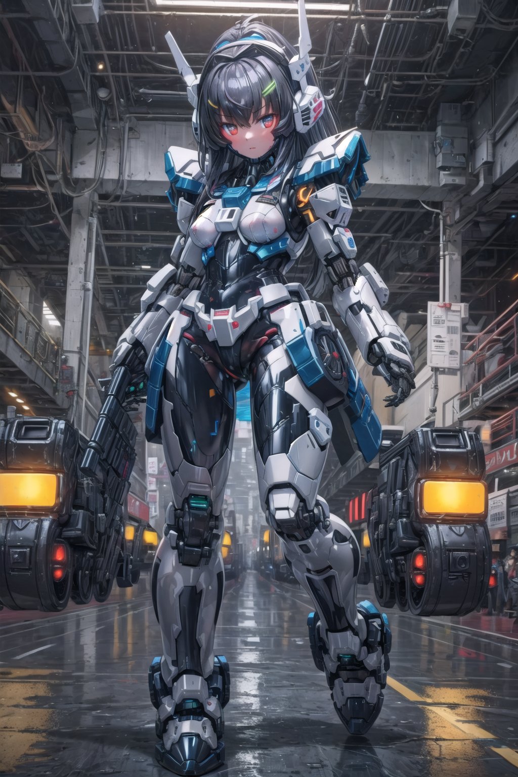 ((Synthetic rubber material Matte material), (1girl)), (ROBOT VEHICLE 1), (sole_female), (a detailed face), (cyborg girl),  (expressionless), (white teeth)), ((Full body shot)), (cyborg type city background), (whitecolor), (precision near-future illumination), (big picture) ,3d style, cyborg style, high quality, realistic, mecha musume, robot, (I filmed myself flying in the sky at a speed of about 100 kilometers per hour. fly 200 meters above the ground), (I'm riding a hand-wound rechargeable light type near future vehicle with 3 LED-Lites on the front), mecha musume,  (Riding in a robot, controlling and walking), mecha musume, robot, gundam, mecha,mecha musume,robot