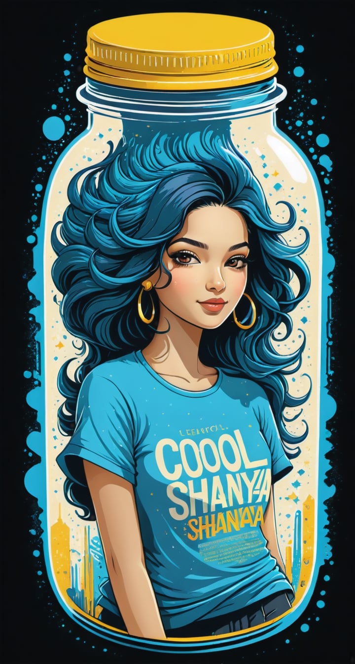 Typographic art featuring & perfect text "Cool Shanaya". Stylized, intricate, detailed, artistic, text-based.,tshirt design,Leonardo Style,in a jar