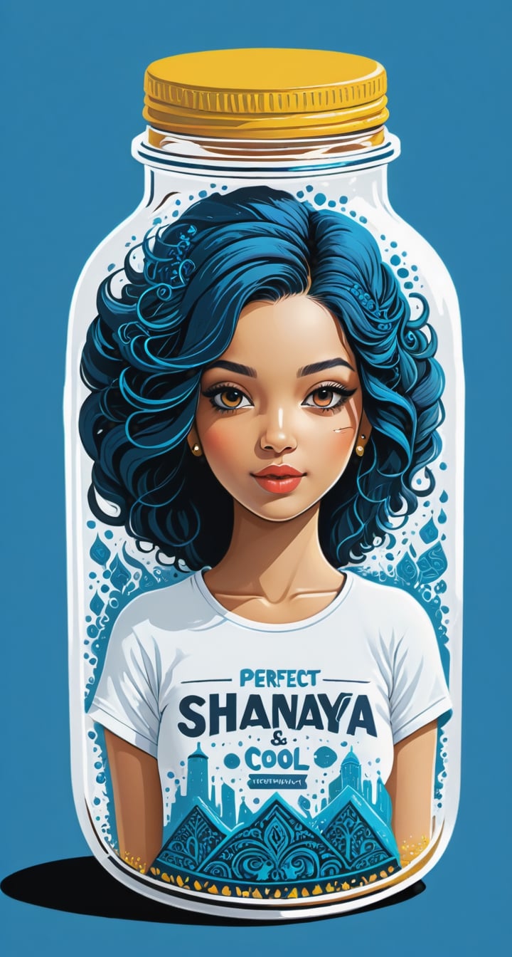 Typographic art featuring & perfect text "Cool Shanaya". Stylized, intricate, detailed, artistic, text-based.,tshirt design,Leonardo Style,in a jar