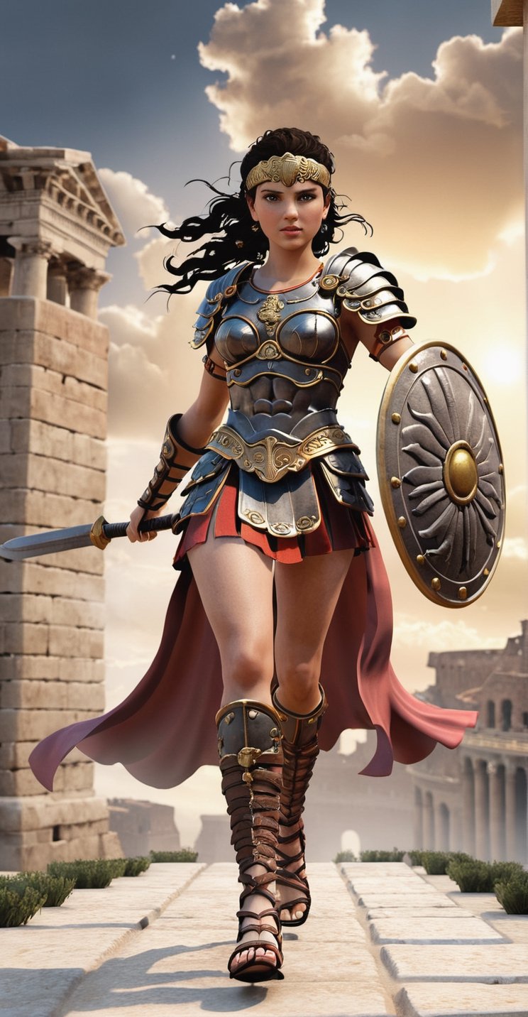 Roman Gladiator Girl 3D Game Character Model**: Enter the arena as a valiant Roman gladiator, equipped with iconic weaponry and ancient colosseum settings.
,mythical clouds