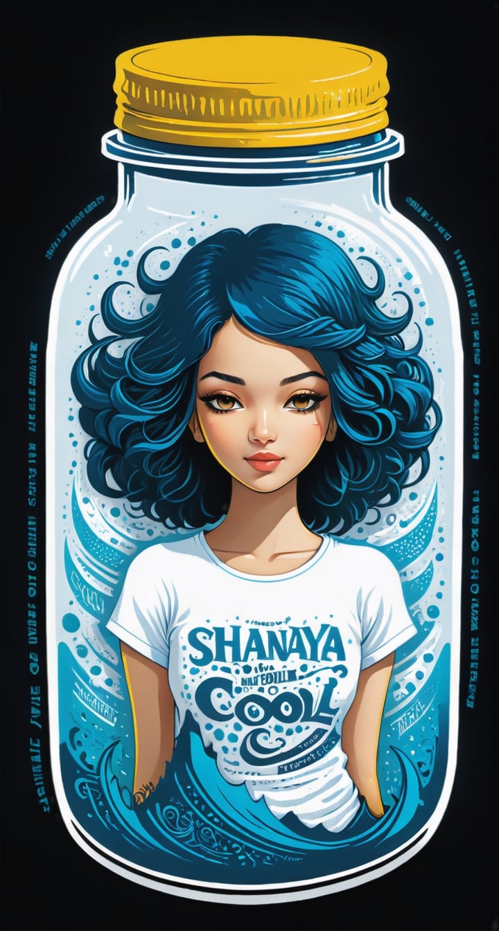 Typographic art featuring & perfect text "Cool Shanaya". Stylized, intricate, detailed, artistic, text-based.,tshirt design,Leonardo Style,in a jar