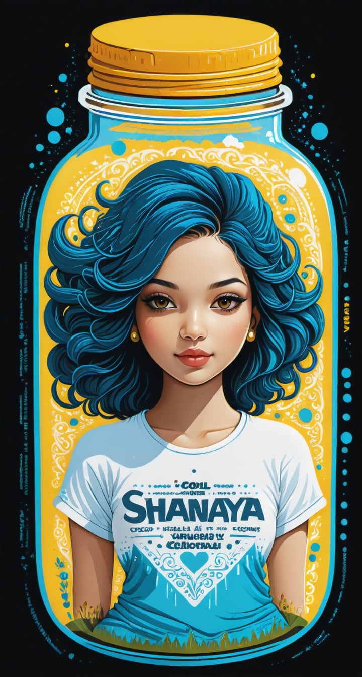 Typographic art featuring & perfect text "Cool Shanaya". Stylized, intricate, detailed, artistic, text-based.,tshirt design,Leonardo Style,in a jar