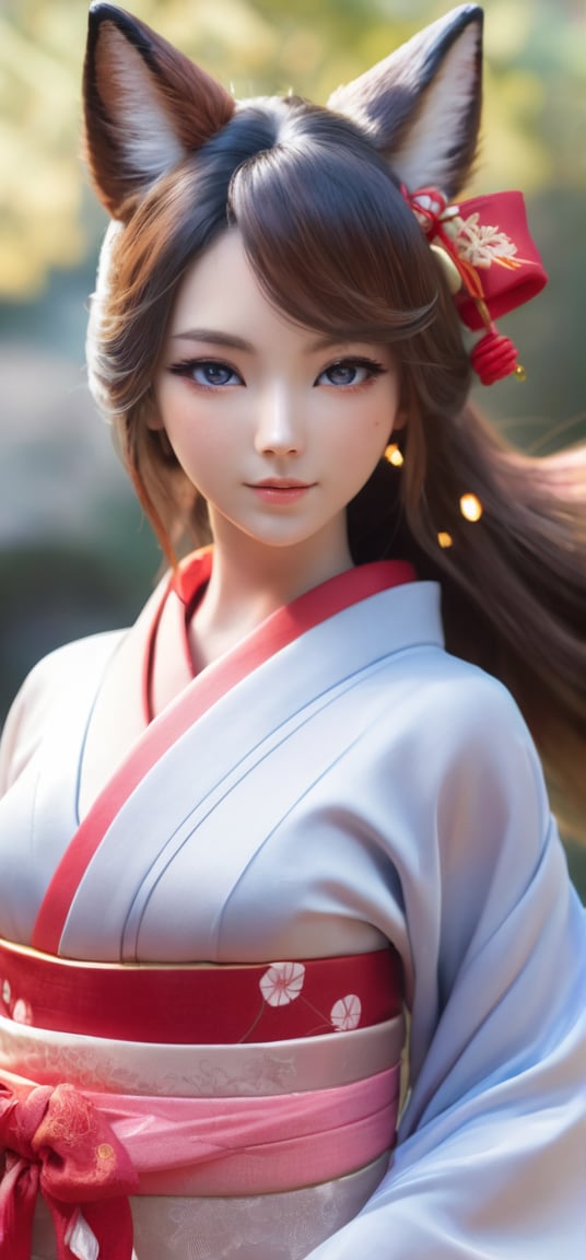 masterpiece,{{{best quality}}},(realistic)),{{{extremely detailed CG unity 8k wallpaper}}},game_cg,(({{1girl}})),{solo}, (beautiful detailed eyes),((shine eyes)),fluffy hair,messy_hair,ribbons,hair_bow,{flowing hair}, (glossy hair), (Silky hair),((stockings)),(((gorgeous fractual 
kimono)))cold smile,stare,cape,,{({lacy}) ({{misty}}),(Brilliant light),cinematic lighting,((thick_coating)),(glass tint),(watercolor),(Ambient light),long_focus,(Colorful blisters), dynamic movement, background nine tails fox spirit, sexy body, shiny skin,yaohu, upperbody, fox goddess, sexual environment, love bubbles, fox spirit fire