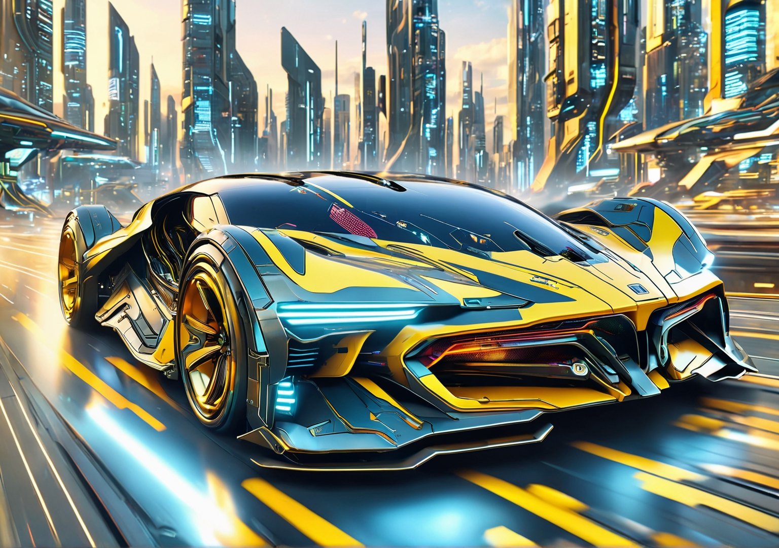 Solo, anime style, futuristic race car in a cyberpunk city, driving in high speed, dynamic angle, more detail XL, ,DonMX3n0T3chXL