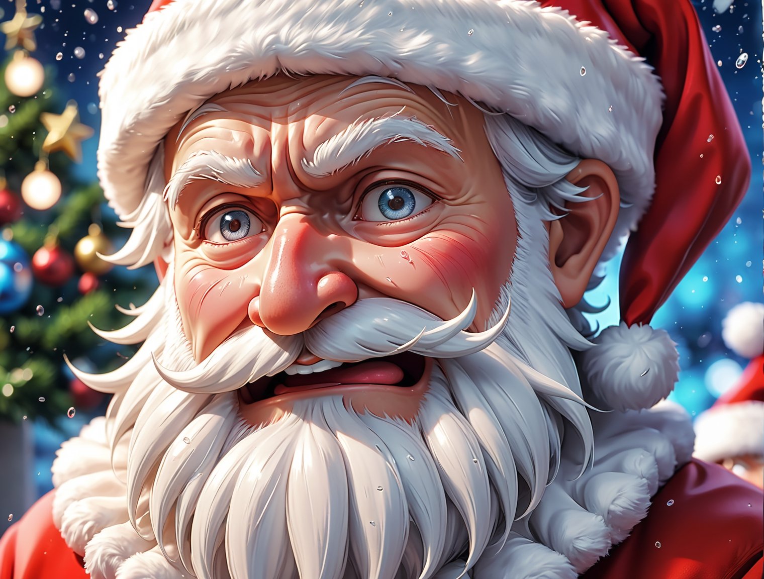 ((anime)), Santa Claus, crying with tears, dynamic angle, depth of field, detail XL,