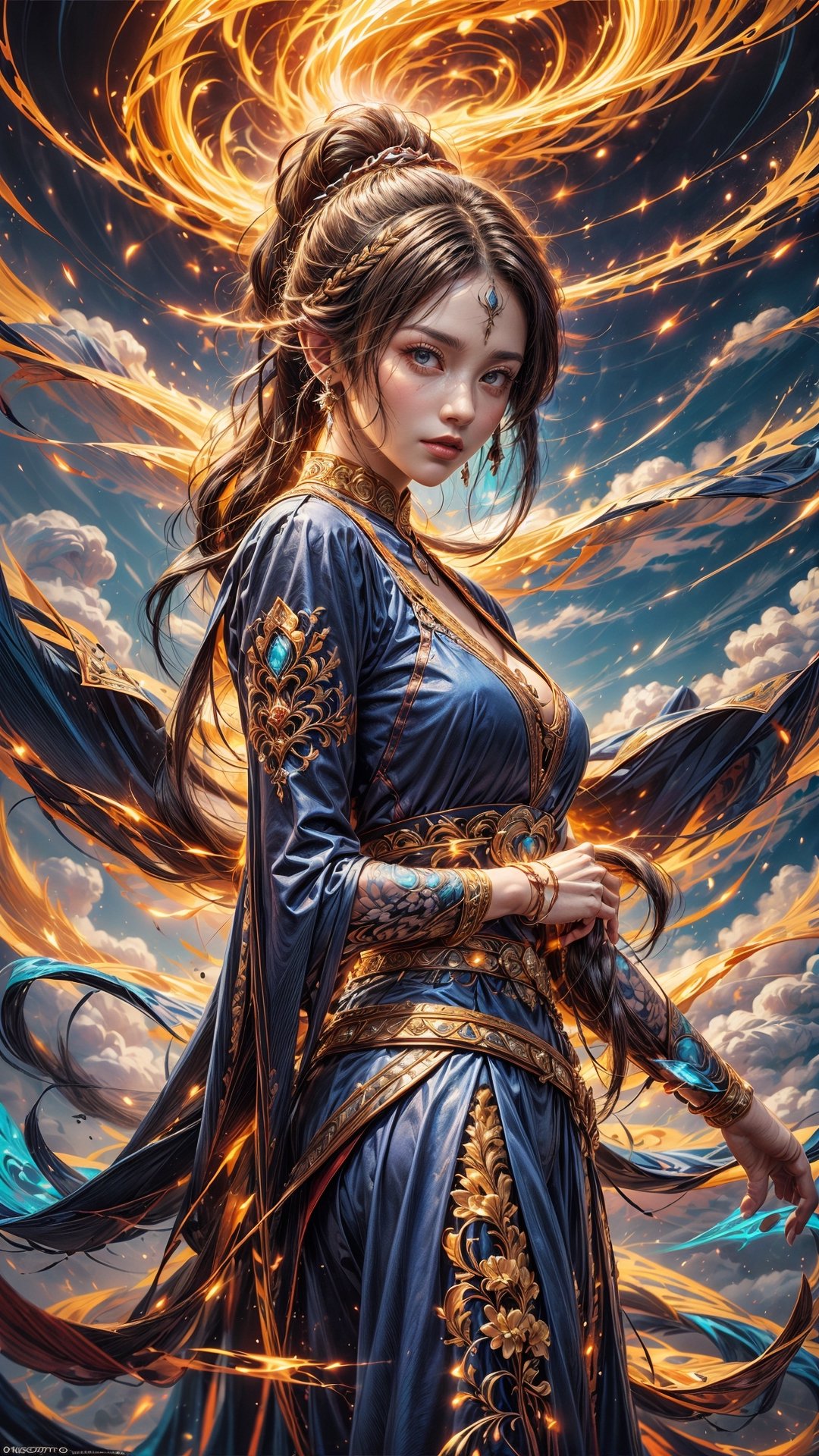 (4k), (masterpiece), (best quality), (extremely intricate), (realistic), (sharp focus), (award winning), (cinematic lighting), (extremely detailed), (epic),

A close-up portrait of Avatar Korra, the Avatar of all four elements, standing with her arms crossed and a determined look on her face. She is wearing her blue water tribe attire and her hair is tied back in a ponytail. The background is a swirling vortex of all four elements.

,korra,DonMDj1nnM4g1cXL ,YakuzaTattoo,huoshen