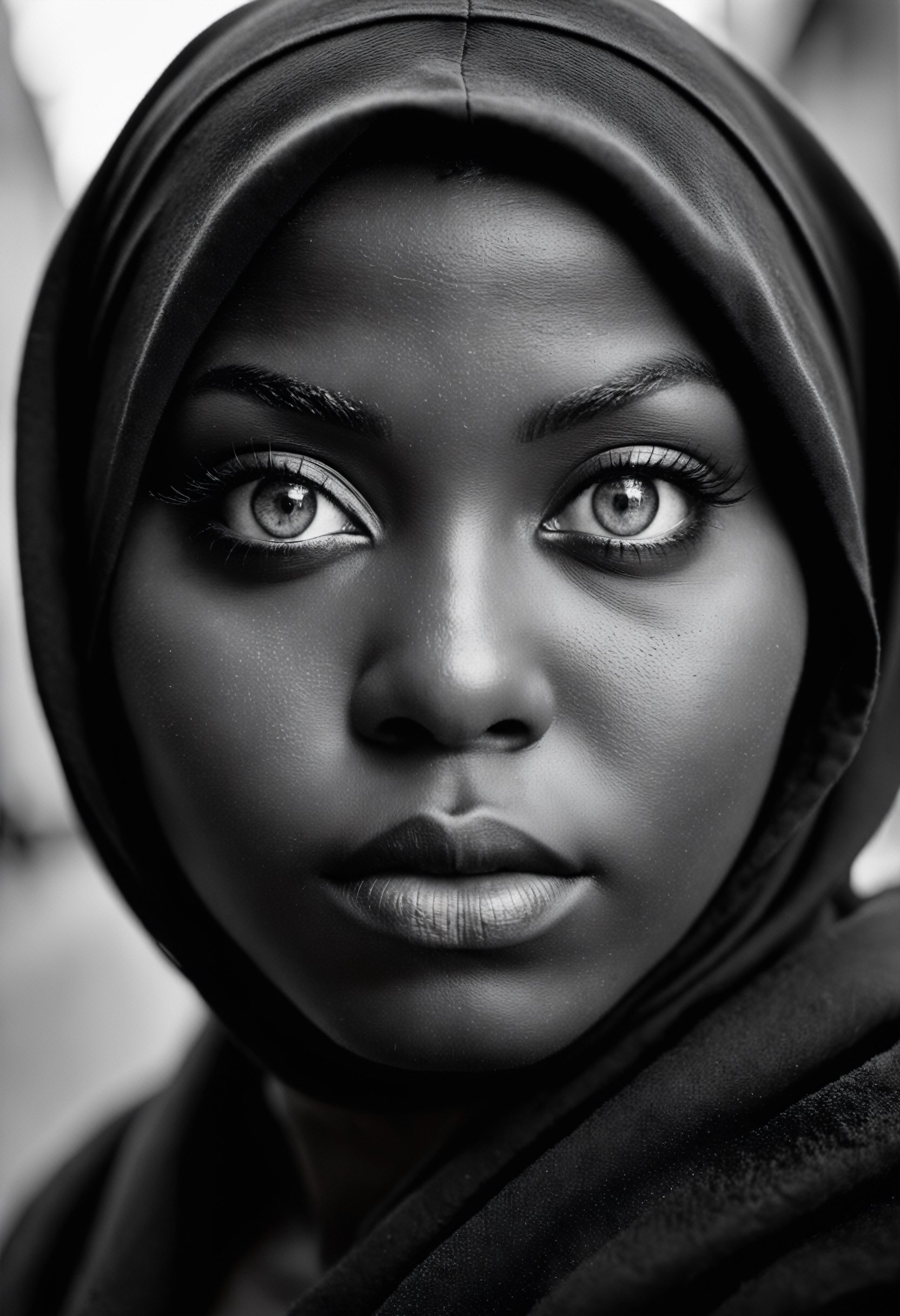 photograph, (designed by Mark Seliger:0.7) , portrait, close up of a thicc Parisien Fatuma, she has a Anime Eyes, shallow depth of field, Ilford XP2 400, Depth of field 100mm, close-up, anime key visual, photo
