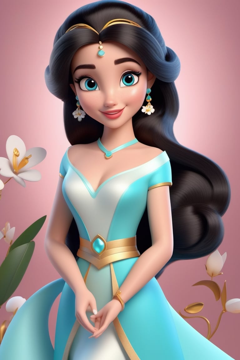 Adorable 3D Character, Jasmine \(Disney character\), 3D render, adorable character, 3D art