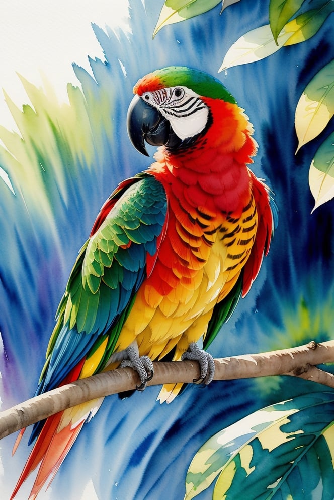 sharp watercolor of a parrot