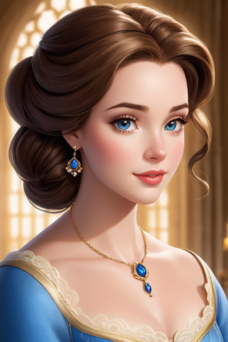 high-definition photo in 8K quality of Belle would have long, flowing hair of a natural color, such as brown or blonde. Her eyes would be a warm brown or hazel color, and her skin would be a light to medium complexion. She would be slim and athletic, with a healthy glow. She would dress in comfortable but stylish clothes that reflect her personality. She might wear jeans and a t-shirt, or a flowing skirt and blouse. She would accessorize with simple jewelry, such as a necklace or bracelet. She would wear makeup that enhances her natural beauty, such as mascara and lip gloss. Overall, Belle's look would be simple, elegant, and understated. It would reflect her intelligence, kindness, and strength of character. In 2023, Belle might wear her hair in a more natural style, such as waves or curls. She might wear makeup that is more natural-looking, such as tinted moisturizer and lip balm. She might accessorize with more sustainable materials, such as recycled plastics or fair trade jewelry. She might wear clothes that are more ethically made, such as those from brands that have a good track record of social responsibility. Belle's look would still be recognizable as Belle, but it would also reflect the changing times. She would be a modern woman who is confident in her own beauty and who is not afraid to express herself.