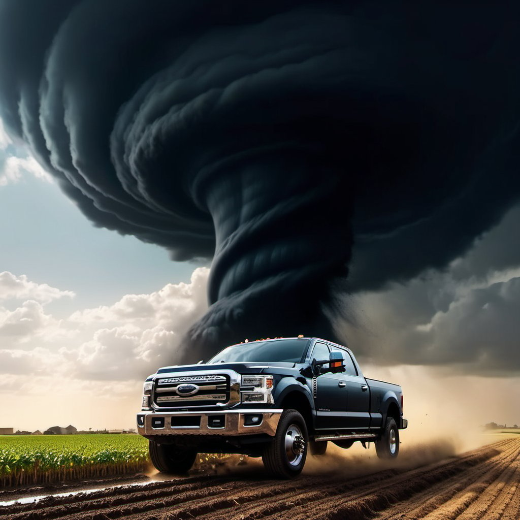 (((farmer car are running away form a black giant tornado))), ((perfect anatomy)), (detailed background), high_resolution, ((masterpiece)), cinematic photo raw photo 4k gopro4 shot, ultra detailed, realistic, photo realistic, professional photo shooting, highly detailed, ((overcast sky)), strong wind, flying debris, flying small piece of glass scatter around, A dramatic scene, epic angle shot, masterpiece, realistic, highres, night_sky, Hollywood style,