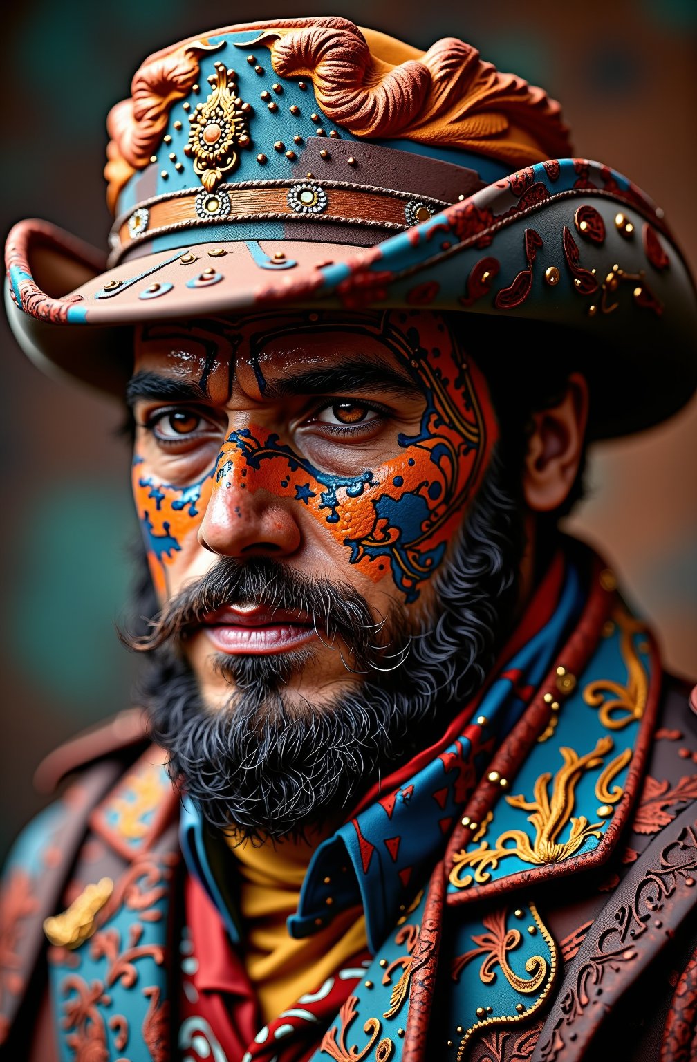 (handsome man made out of bricks:1.3) , Photograph, "The American Civil War", Nikon d3300, Depth of field 100mm, messy art by Carne Griffiths, close-up, ral-brks (lora:ral-brks-sdxl:0.8>, complimentary colors, great light, intricate, epic atmosphere, quality, full color, glossy, polished