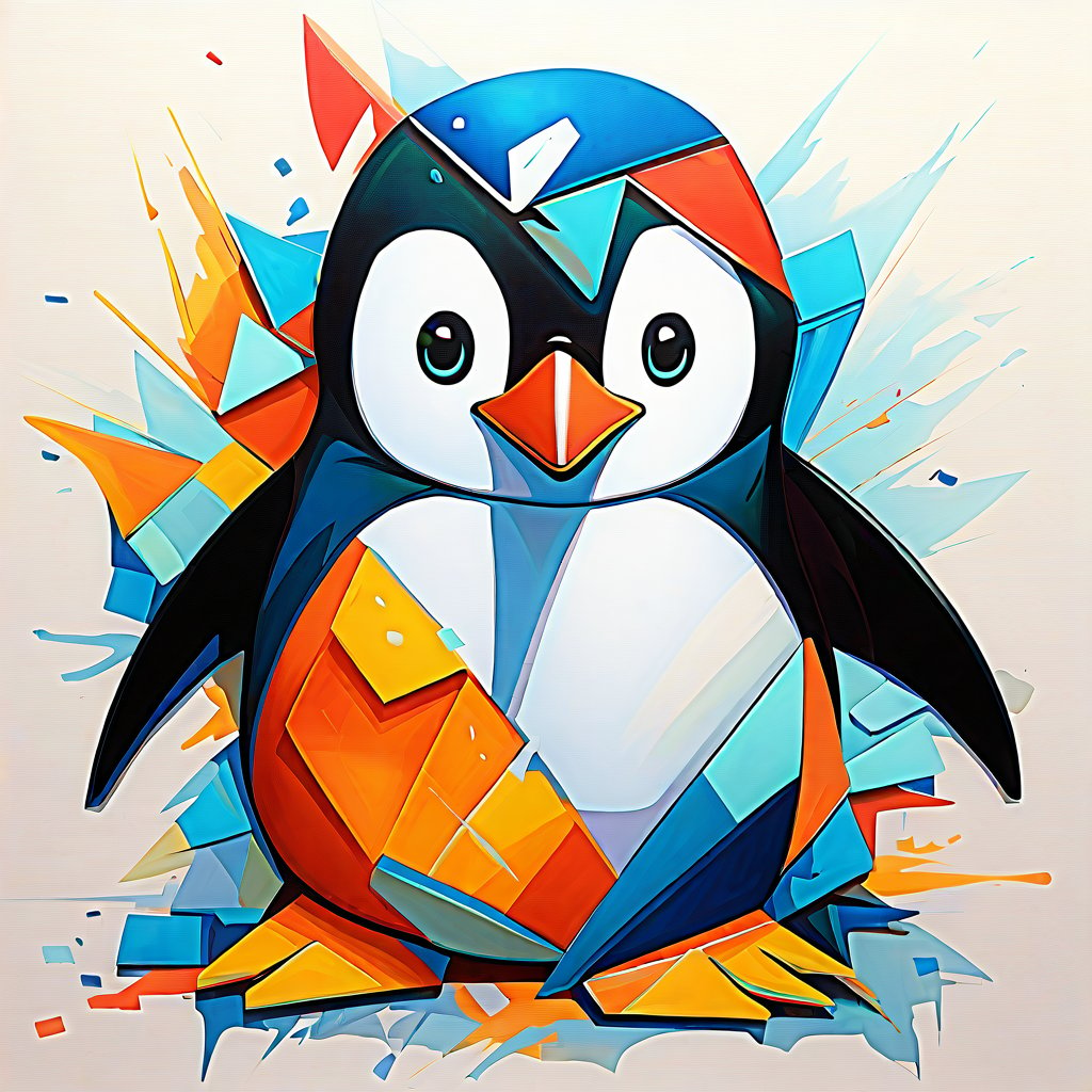 penguin dork in fragmentation art style