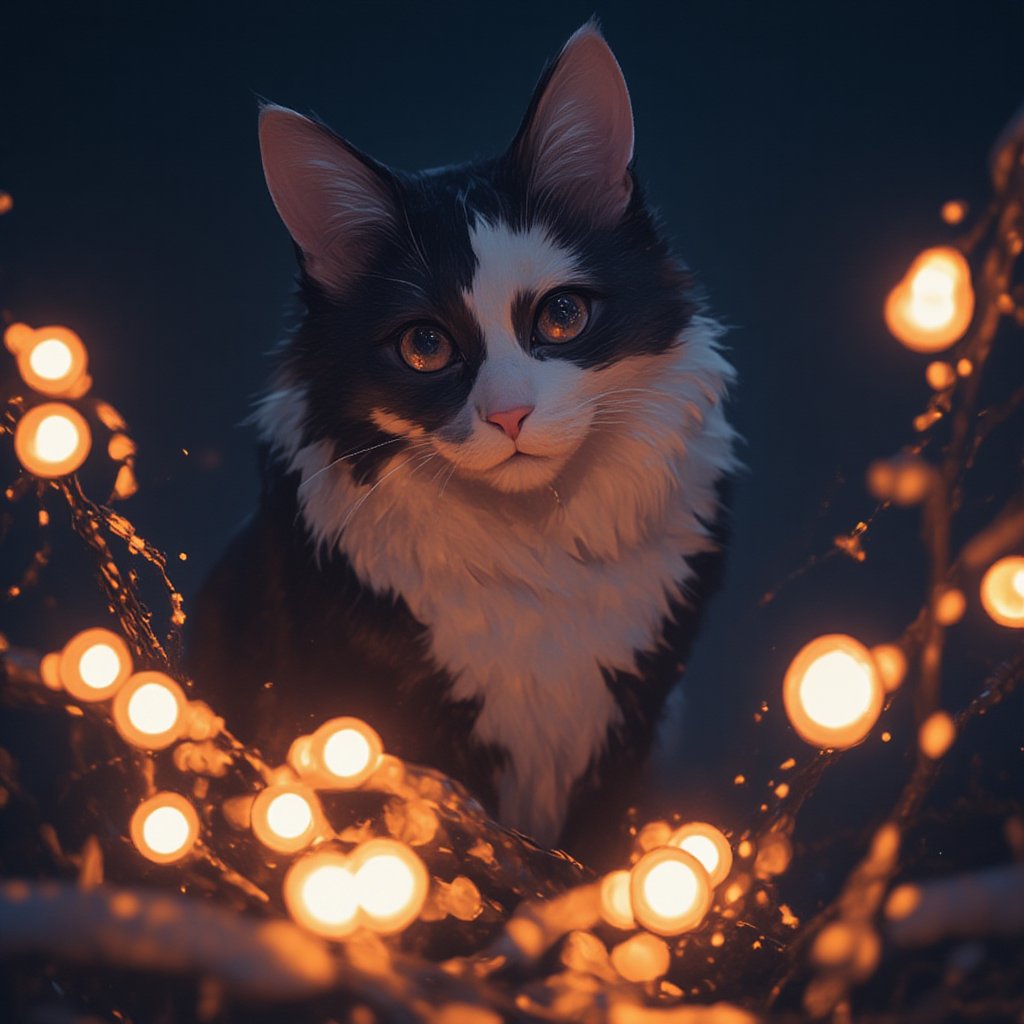 what is a cat? A cat is Christmas lights