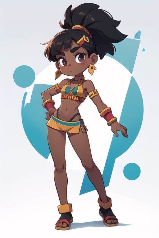 2.5D, an short aztec girl, perfect body, full body, black skin
 

