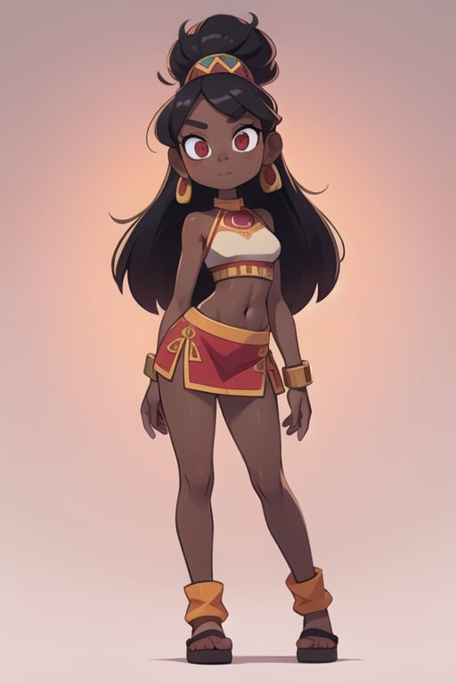 2.5D, an short aztec girl, perfect body, full body, black skin
 

