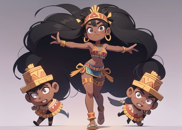 2.5D, an short aztec girl, perfect body, full body, black skin
 

