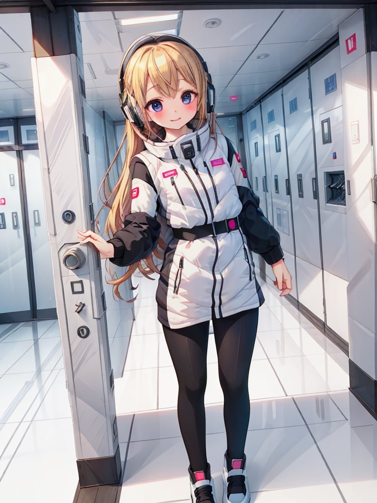 (masterpiece, best quality),fullbody shot
1female,kawaii face, standing,she wear white down jacket, 
BREAK female,smile, 28 yo, blonde long hair, medium long hair, (straight hair:1.1), (braid:0.8), ultra detailed eyes,embarrassed,

BREAK (white space tightfit bodysuit):1.5,astronaut, headphone,
BREAK spacestation( space station hallway,
BREAK black down pants,female
black long sleeve,black belt,iwatch,BREAK,
futuristic spaceship control room,bing_astronaut,Astrovest,BREAK blush:1.5,tnf_jacket,NSFW,breakdomain