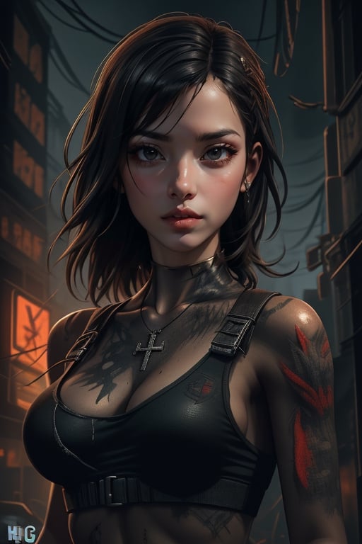 woman dark gothic cyberpunk,hd,High detailed ,huoshen,TheLastOfUs,mgln