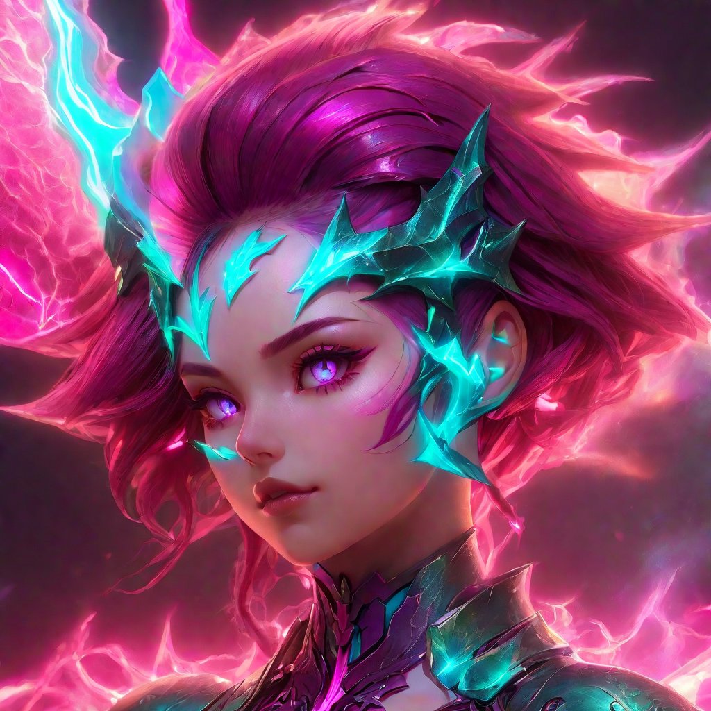 realistic, half girl half Dragon, desolate, intricately detailed, artistic magenta lightning, cyan horns, eyes(glowing:1.1), detailed hair, two wings in back, full body, scale armor, neon colors, particles, beautiful, amazing, cinematic, highly detailed face, highly detailed, digital art, sharp focus, trending on art station,xxmix girl woman,SteelHeartQuiron character