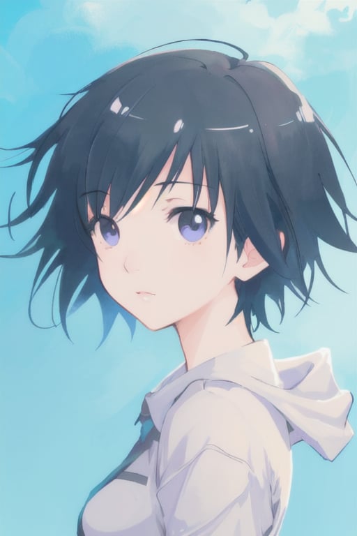 1 girl, beautiful, background in the style of Makoto Shinkai, --niji 5 