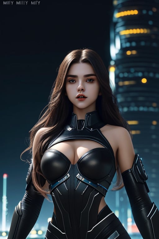 1female, sexy female model, half body, action pose, dressed in Scifi costume, dark city background,  8k resolutions, photorealistic, sharp,meily_miaa