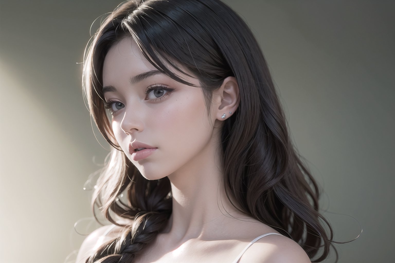 Realistic, Beautiful Cute lady long hair, Rose Lips