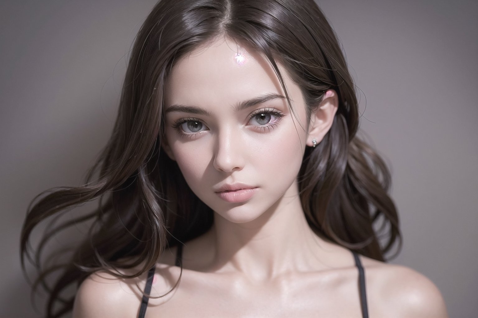 Realistic, Beautiful Cute lady long hair, Rose Lips