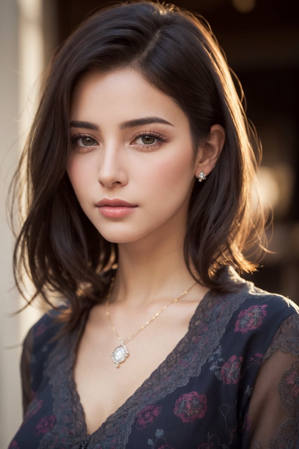 A close-up portrait of a young beautiful (Scottish | French | Spanish | Iraqi ) girl, soft natural skin, long layered bob hair style, slim with curves, Persian Paisley shirt, beautiful diamond necklaces and rings, highly details, soft lighting, {{{masterpiece))), (((super-realistic)))A close-up portrait of a young beautiful (Scottish | French | Spanish | Iraqi ) girl, soft natural skin, long layered bob hair style, slim with curves, Persian Paisley shirt, beautiful diamond necklaces and rings, highly details, soft lighting, {{{masterpiece))), (((super-realistic)))