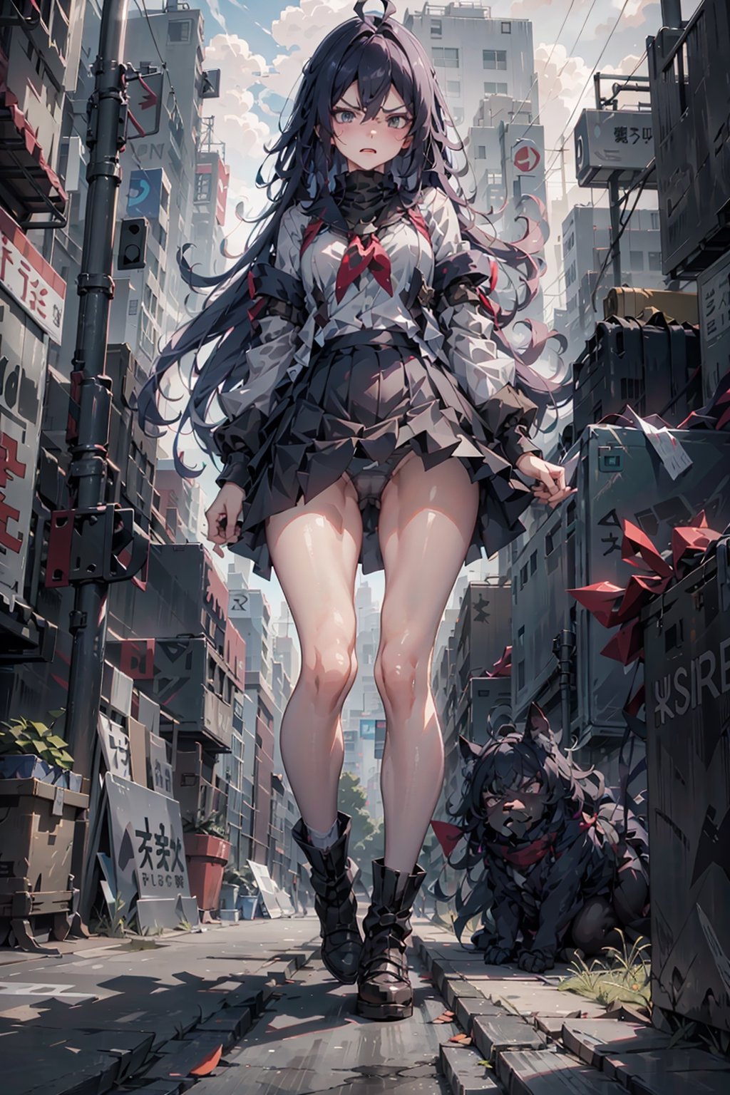 best quality, ultra high res,prefect anatomy,20yo kdoll,sfw,
1girl,accidental exposure panties,Surprised , standing,windy blow skirt,
 glaring,angry,
   ,Long hair