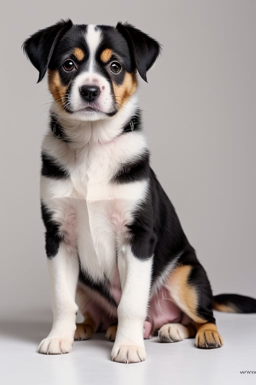 Cute Puppies, natural light, standing on a pure white background, full_body, 