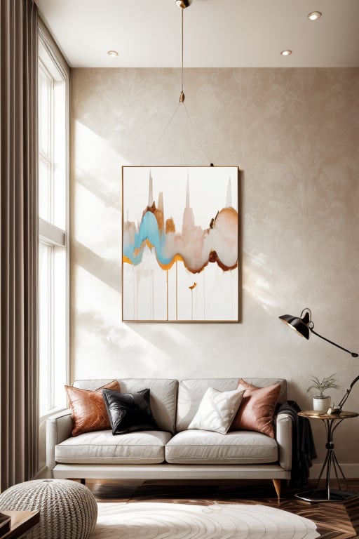 1 Modern Abstract Wall Art,  Light Colored Digital Prints, Contemporary Style, Luxurious Feel,