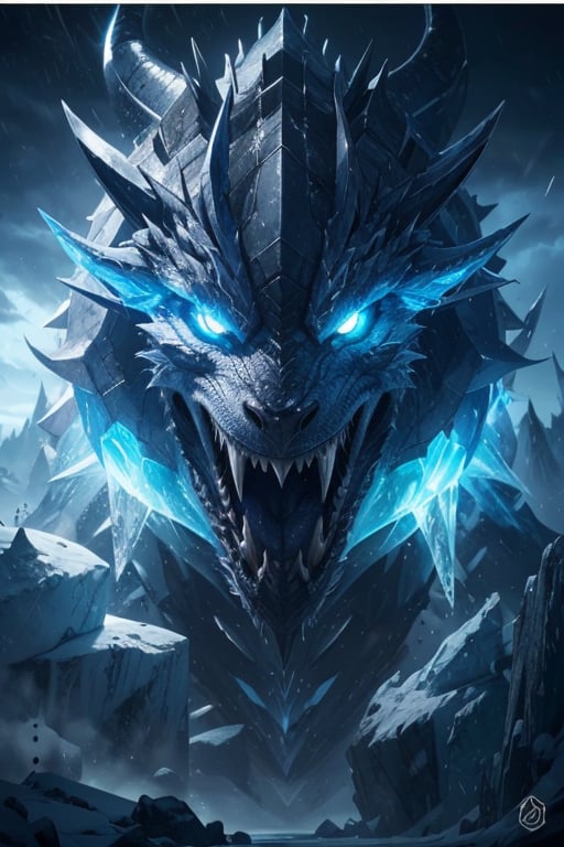 Cool ice dragon  cool lighting hdr cinematic, ice breath 