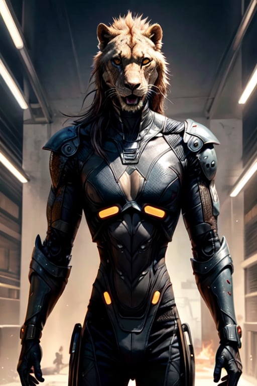 body builder cyber lion, big k9 fangs, wearing a superhero costume, long main, big lion male, muscular body, intricate body details, bottom view, top to bottom, open mouth, see teeth, fangs,  front view, low camera field view, ins
detailed background, picture quality, photograph_(object)photograph realism close up, closeup, raw photo, 8k, cyborg style, Dragonborn,  fire_lion,              urban techwear, Westworld, avengers movie,futureaodai,mecha,perfecteyes,westworld,dragonborn,kratosGOW_soul3142
