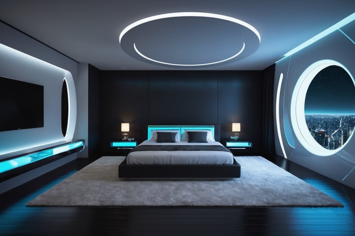 Create an image of a futuristic bedroom