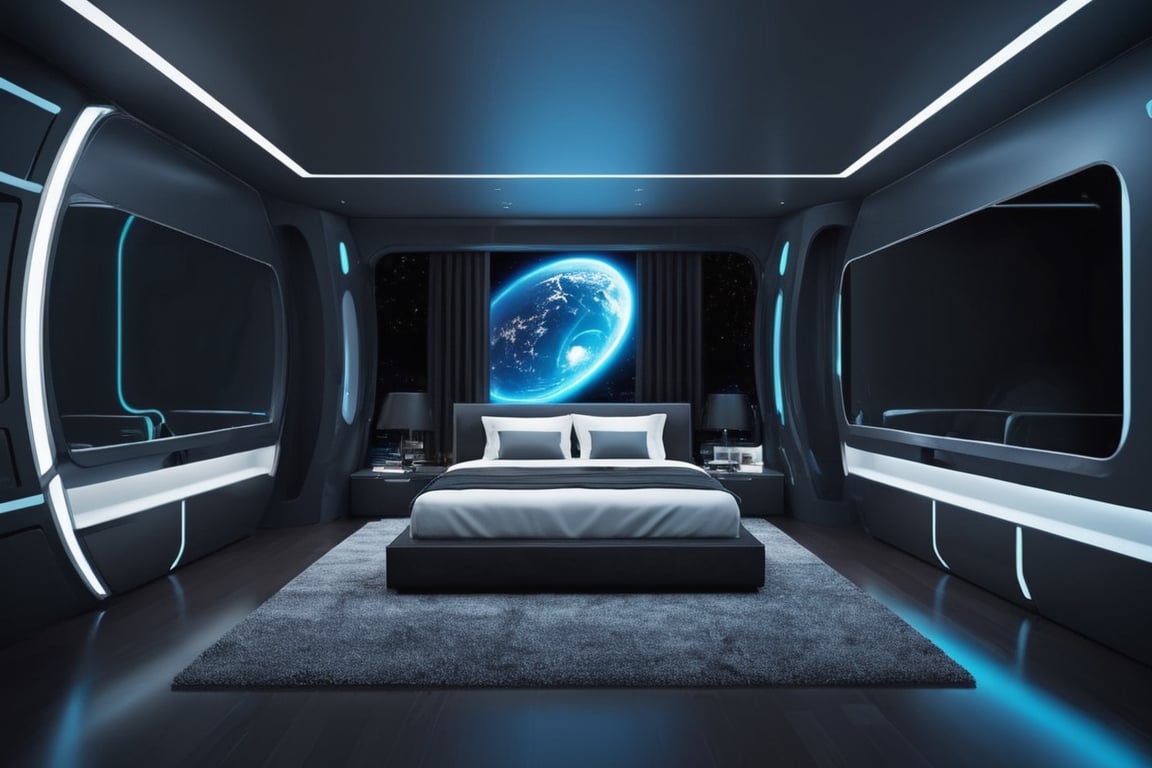 Create an image of a futuristic bedroom