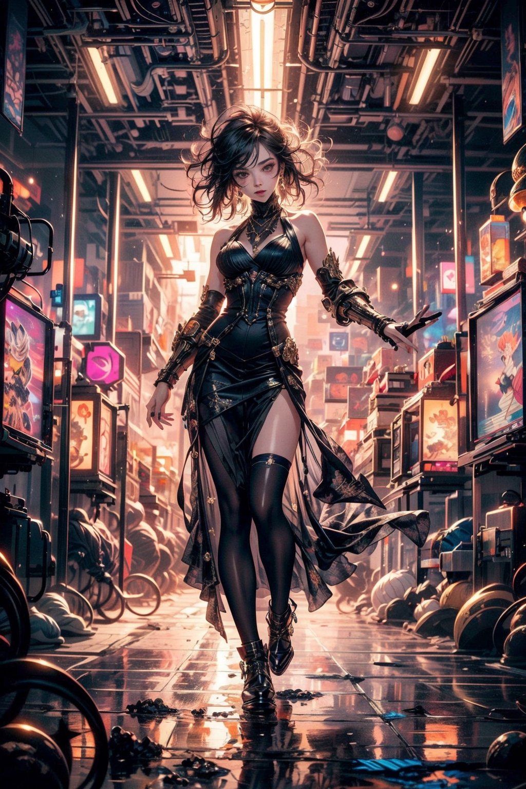 splash art,dynamic pose,detailed photograph,cyberpunk girl, beautiful hair, ((geometrical glitchy environment, glass, polyamide)), sakimichan, wlop, loish, intricate artwork masterpiece, ominous, golden ratio, trending on cgsociety, by artgerm, h. r. giger and beksinski, highly detailed,midjourney