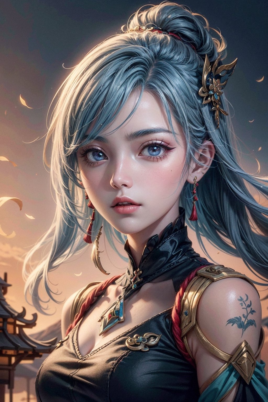 vector art, illustration of Shenhe from Genshin Impact, beautiful face, detailed face, detailed eyes, glossy light blue hair, intricately detailed outfit, colorful art, brush stroke, sakimichan, wlop, loish, intricate artwork masterpiece, oil painting, extremely detailed, amazing, fine detail, rich colors, dramatic lighting, unreal engine, trending on artstation
,shenhe(genshin impact)