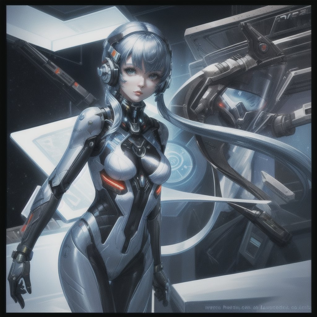 medium shot, sci-fi, a beautiful woman, hi-tech suit, in a lavo, 