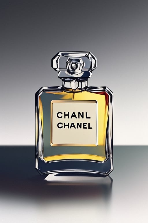 Chanel No 5 bottle with traditional chinese elements like procelaine red 