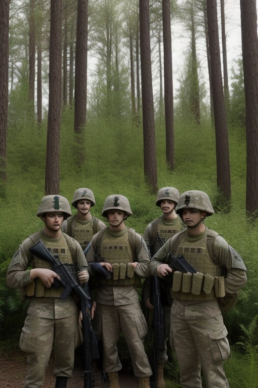 group of soldiers in forest