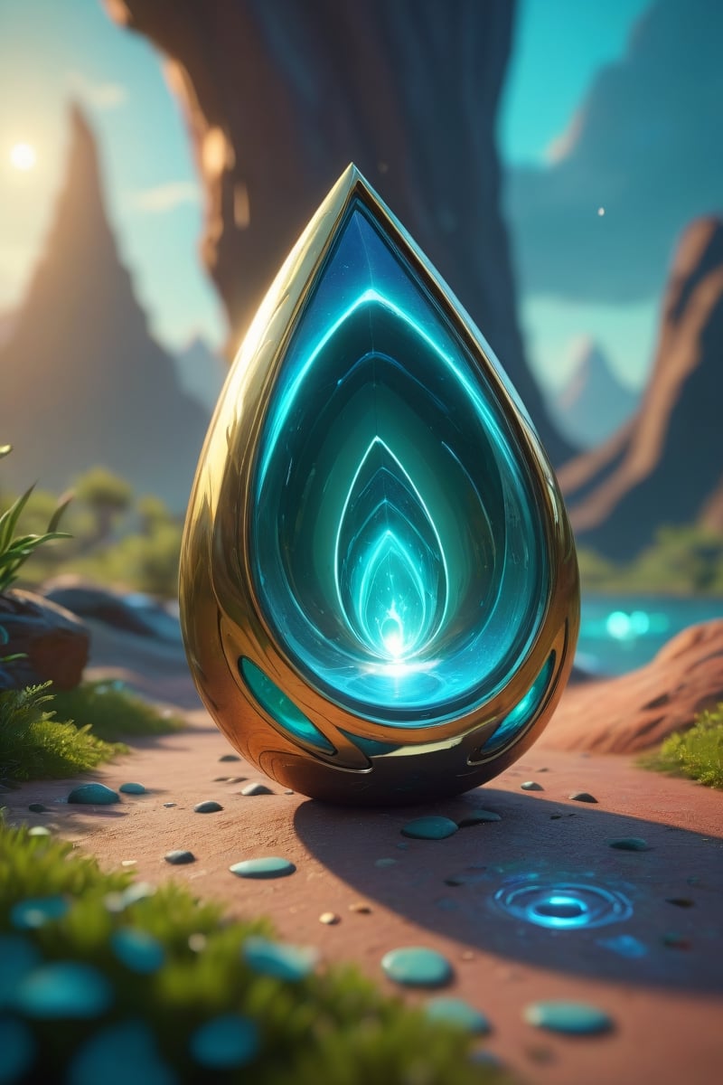 enigma,octane rendering,unreal engine,cinematic,hyperrealism,16k,depth of field,bokeh.iridescent accents.vibrant. Stitch's character is peering out of a dimensional teardrop, Stitch emerging from a swirling vortex of blue, red, and green energy, casting an enigmatic shadow over the teal and gold landscape. Use Unreal Engine to create the dynamic portal effect and emphasize the depth of field.