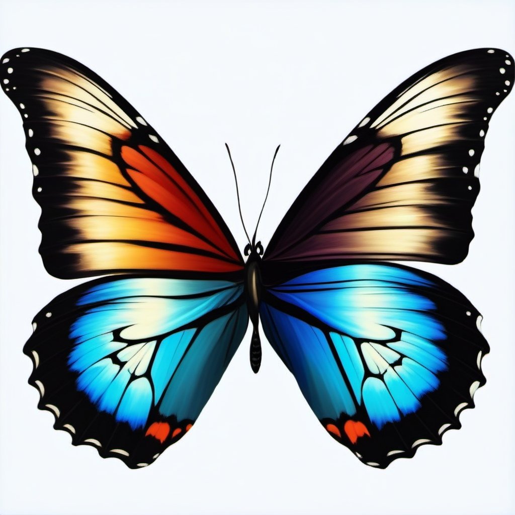 (Masterpiece),  An image of a butterfly with wings formed by two human faces looking at each other and facing each other,  one light and the other dark,  representing the duality of the Gemini,  the image quality is 8k,  The image has an optical illusion effect of two faces facing each other,  mimicking the wings of the butterfly,  creating a contrast between colors and shapes,  the effect also generates some lines and curves that simulate movement and energy,  transmitting beauty and passion