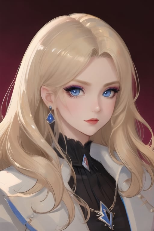 🏷️[Looking at the Viewer, MakeUp, close up, long hair, Upper Body, Earrings, Wavy Hair, Retro Artstyle, ((1980s \(style\))), Eyeshadow, Eyelashes, (((Glowing))), (Red Lips), Sky, blood, Simple Background, Breast, French Clivage]
🏷️[Baroque, Castlevania Style, Vampie, Goth, Dress]
🏷️[(Eris Etolia), Blonde long hair, Blue Eyes, Pale Skin]

((High-Quality)), ((Aesthetic)), ((Masterpiece)), (Intricate Details), Coherent Shape, (Stunning Illustration), Black, ,Goth Portrait, Masterpiece, Castlevania Lightning, Vampire, Portrait, Gothic Art,line