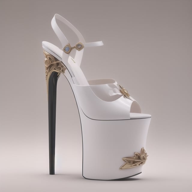 (Platform High Heels), Platform high heel shoe, that defies convention with its innovative: design. Super sexy High Heels, Realistic, Octane, Render, Fashionist Render, Perfect and Modern. ((Main color White))

The sole, instead of rising towards the heel, transforms into an artfully curved platform that flows gracefully from the toe to the back of the foot. These exquisite, carefully conceived women's high heel and platform shoe feature a futuristic: and fantastical scheme, adding a touch of mystery and elegance, reminiscent of classic Hollywood elegance., ,sophisticated_style
