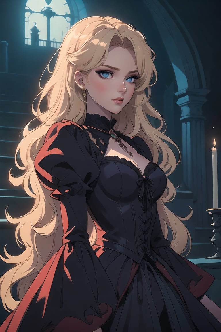 Stunning Teenybooper, Teeny Eris Etolia, Blonde, 

🏷️【Elegant, (((Masterpiece:1.00))),】
💡 **Additional Enhancers:** ((HighQuality)), ((Aesthetic)), (Intricate Details), (Stunning Illustration), [Dramatic Lightning],

🏷️【Castlevania Lightning, Vampire Queen】
👠【Platform High Heels, Castlevania Lightning,】,gothic art,Masterpiece