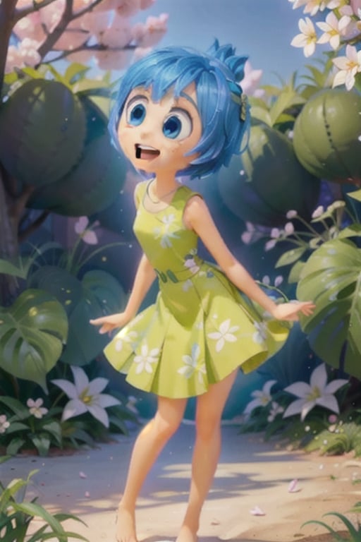 Joy_InsideOut, green dress,


outdoors, cherry blossoms,  (masterpiece), (illustration), (beautiful detailed eyes), extremely detailed face, perfect lighting, extremely detailed CG, (perfect hands, perfect anatomy), 

standing, arms behind back, leaning forward, looking at viewer, smile, open mouth,Joy_InsideOut