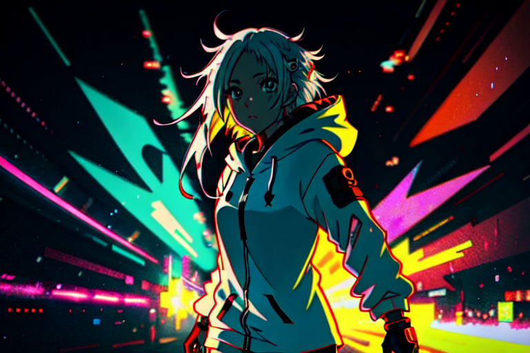 anime girl with White long hair and a white jacket, bottomless, missionary, anime style 4 k, cyberpunk anime girl in hoodie, anime style. 8k, anime art wallpaper 8 k, style anime, cyberpunk anime girl, anime vibes, anime art wallpaper 4 k, anime art wallpaper 4k, high quality anime artstyle, portrait anime space cadet girl, digital cyberpunk anime art