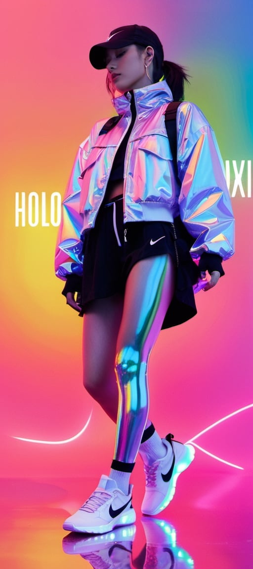 xxmixgirl, flowing rainbow colored holographic background. Keywords: nike,  holographic,  iridescent,  vaporwave,  fluid., 