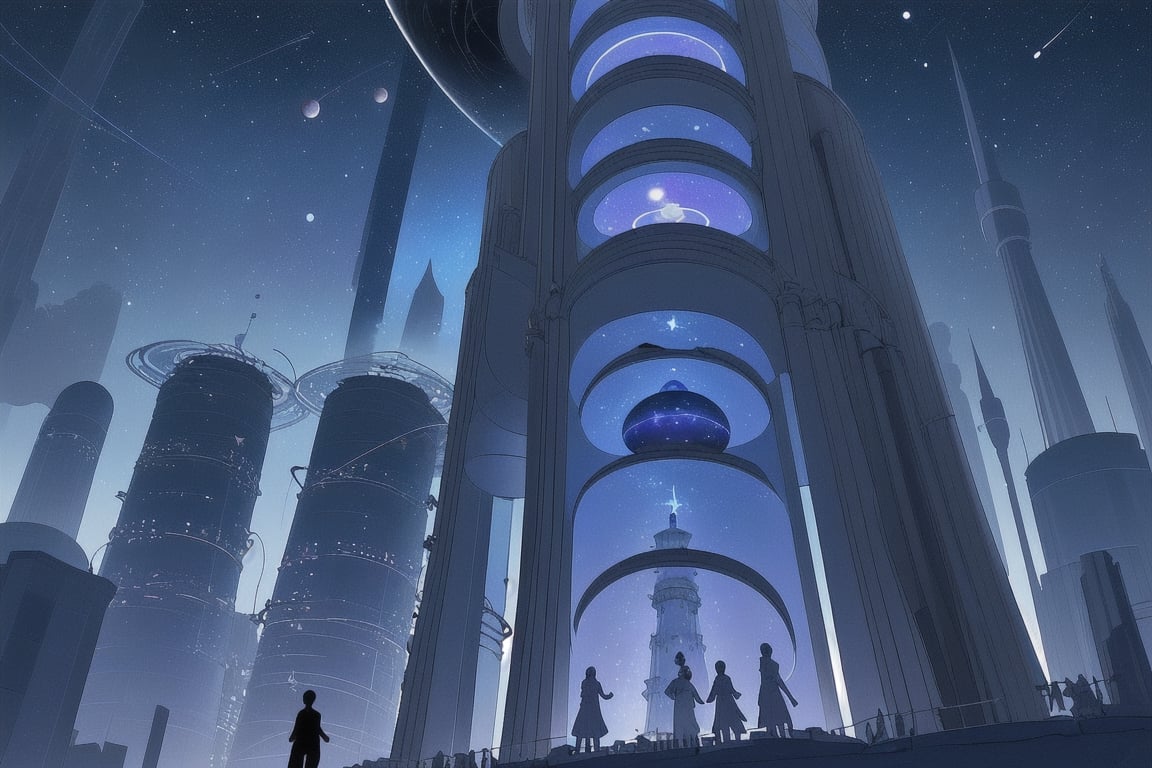 The Astral Observatory: A tower that reaches into the night sky, where scholars study the stars, planets, and the city's connection to celestial bodies.